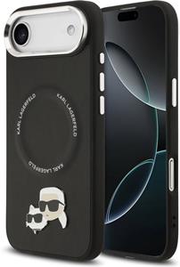 Karl Lagerfeld PU Karl and Choupette Heads Pins MagSafe kryt pre iPhone Air, čierny