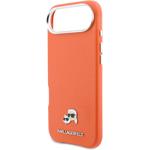 Karl Lagerfeld PU Karl and Choupette Heads Pins MagSafe kryt pre iPhone Air, oranžový