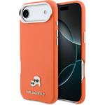 Karl Lagerfeld PU Karl and Choupette Heads Pins MagSafe kryt pre iPhone Air, oranžový