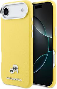 Karl Lagerfeld PU Karl and Choupette Heads Pins MagSafe kryt pre iPhone Air, žltý