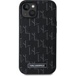 Karl Lagerfeld PU Leather Monogram Metal Logo Magsafe kryt pre iPhone 14, čierny