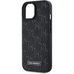 Karl Lagerfeld PU Leather Monogram Metal Logo Magsafe kryt pre iPhone 15, čierny