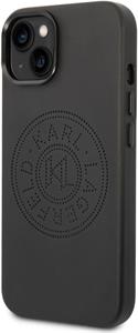 Karl Lagerfeld PU Leather Perforated Logo zadný kryt pre iPhone 14 Plus, čierny
