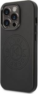 Karl Lagerfeld PU Leather Perforated Logo zadný kryt pre iPhone 14 Pro Max, čierny