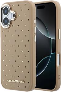 Karl Lagerfeld PU Perforated Gold Dots MagSafe kryt pre iPhone 17, béžový