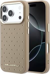 Karl Lagerfeld PU Perforated Gold Dots MagSafe kryt pre iPhone 17 Pro, béžový