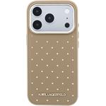 Karl Lagerfeld PU Perforated Gold Dots MagSafe kryt pre iPhone 17 Pro Max, béžový