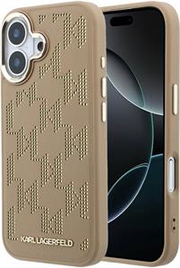 Karl Lagerfeld PU Perforated Monogram MagSafe kryt pre iPhone 17, béžový