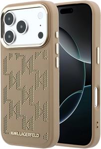 Karl Lagerfeld PU Perforated Monogram MagSafe kryt pre iPhone 17 Pro Max, béžový
