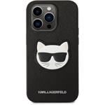 Karl Lagerfeld PU Saffiano Choupette Head zadný kryt pre iPhone 14 Pro, čierny