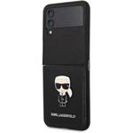 Karl Lagerfeld PU Saffiano Ikonik kryt pre Samsung Galaxy Z Flip 4, čierny