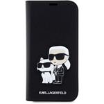 Karl Lagerfeld PU Saffiano Karl a Choupette NFT Book puzdro pre iPhone 12/12 Pro, čierny