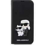 Karl Lagerfeld PU Saffiano Karl a Choupette NFT Book puzdro pre iPhone 13 Pro, čierny