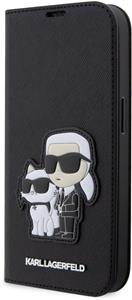 Karl Lagerfeld PU Saffiano Karl a Choupette NFT Book puzdro pre iPhone 13 Pro, čierny