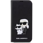 Karl Lagerfeld PU Saffiano Karl a Choupette NFT Book puzdro pre iPhone 13 Pro Max, čierny