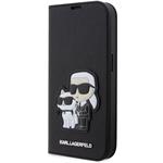 Karl Lagerfeld PU Saffiano Karl a Choupette NFT Book puzdro pre iPhone 13 Pro Max, čierny