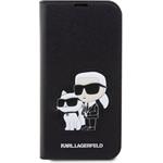 Karl Lagerfeld PU Saffiano Karl a Choupette NFT Book puzdro pre iPhone 14 Pro, čierny