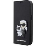 Karl Lagerfeld PU Saffiano Karl a Choupette NFT Book puzdro pre iPhone 14 Pro, čierny