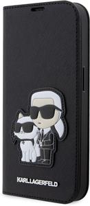 Karl Lagerfeld PU Saffiano Karl a Choupette NFT Book puzdro pre iPhone 14 Pro, čierny