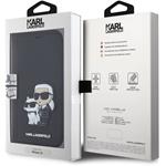 Karl Lagerfeld PU Saffiano Karl a Choupette NFT Book puzdro pre iPhone 15, čierne