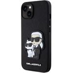 Karl Lagerfeld PU Saffiano Karl a Choupette NFT kryt pre iPhone 13, čierny