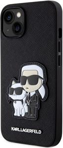 Karl Lagerfeld PU Saffiano Karl a Choupette NFT kryt pre iPhone 13, čierny