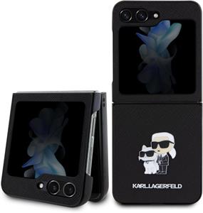Karl Lagerfeld PU Saffiano Karl a Choupette NFT kryt pre Samsung Galaxy Z Flip 5, čierny