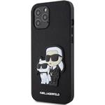 Karl Lagerfeld PU Saffiano Karl and Choupette kryt pre iPhone 12/12 Pro, čierny
