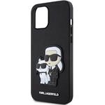 Karl Lagerfeld PU Saffiano Karl and Choupette kryt pre iPhone 12/12 Pro, čierny