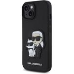 Karl Lagerfeld PU Saffiano Karl and Choupette kryt pre iPhone 15, čierny