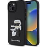 Karl Lagerfeld PU Saffiano Karl and Choupette kryt pre iPhone 15, čierny