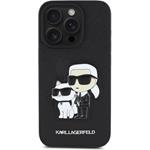 Karl Lagerfeld PU Saffiano Karl and Choupette kryt pre iPhone 15 Pro, čierny