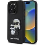 Karl Lagerfeld PU Saffiano Karl and Choupette kryt pre iPhone 15 Pro, čierny