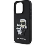 Karl Lagerfeld PU Saffiano Karl and Choupette kryt pre iPhone 15 Pro Max, čierny