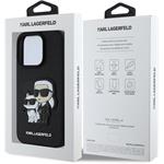 Karl Lagerfeld PU Saffiano Karl and Choupette kryt pre iPhone 15 Pro Max, čierny