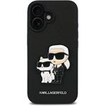 Karl Lagerfeld PU Saffiano Karl and Choupette kryt pre iPhone 16, čierny