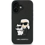 Karl Lagerfeld PU Saffiano Karl and Choupette kryt pre iPhone 16 Plus, čierny