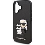 Karl Lagerfeld PU Saffiano Karl and Choupette kryt pre iPhone 16 Plus, čierny