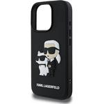 Karl Lagerfeld PU Saffiano Karl and Choupette kryt pre iPhone 16 Pro, čierny