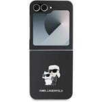 Karl Lagerfeld PU Saffiano Karl and Choupette kryt pre Samsung Galaxy Z Flip 6, čierny