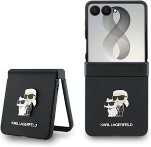 Karl Lagerfeld PU Saffiano Karl and Choupette kryt pre Samsung Galaxy Z Flip 8, čierny