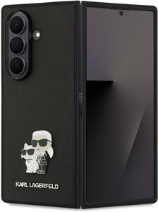 Karl Lagerfeld PU Saffiano Karl and Choupette kryt pre Samsung Galaxy Z Fold 7, čierny