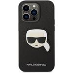 Karl Lagerfeld PU Saffiano Karl Head zadný kryt pre iPhone 14 Pro, čierna
