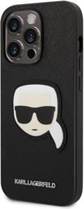 Karl Lagerfeld PU Saffiano Karl Head zadný kryt pre iPhone 14 Pro, čierna