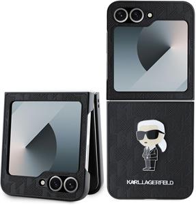 Karl Lagerfeld PU Saffiano Monogram Ikonik kryt pre Samsung Galaxy Z Flip 6, čierny