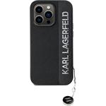 Karl Lagerfeld PU Saffiano Rhinestone Charm kryt pre iPhone 14 Pro Max, čierny