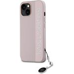 Karl Lagerfeld PU Saffiano Rhinestone Charm kryt pre iPhone 15, ružový