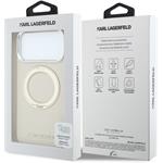 Karl Lagerfeld PU Saffiano Ring Stand MagSafe kryt pre iPhone 18 Pro, béžový