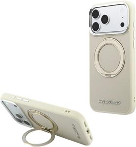 Karl Lagerfeld PU Saffiano Ring Stand MagSafe kryt pre iPhone 18 Pro, béžový
