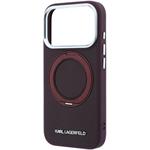 Karl Lagerfeld PU Saffiano Ring Stand MagSafe kryt pre iPhone 18 Pro, Burgundy